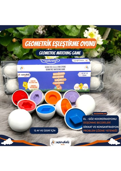 Çocuklar Için Renkli Yumurta Birleştirme Zeka ve Koordinasyon Seti 12'li