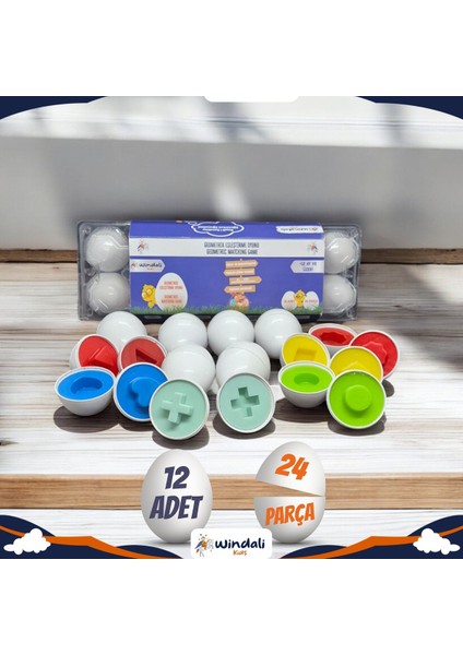 Çocuklar Için Renkli Yumurta Birleştirme Zeka ve Koordinasyon Seti 12'li modelleri