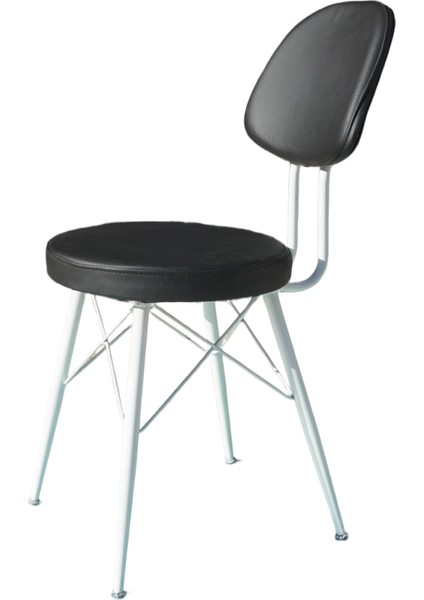 Kav Mutfak Sandalyesi, Yemek, Bahçe, Kafe, Modern Sandalye - Siyah Deri, Beyaz Gövde fiyatları