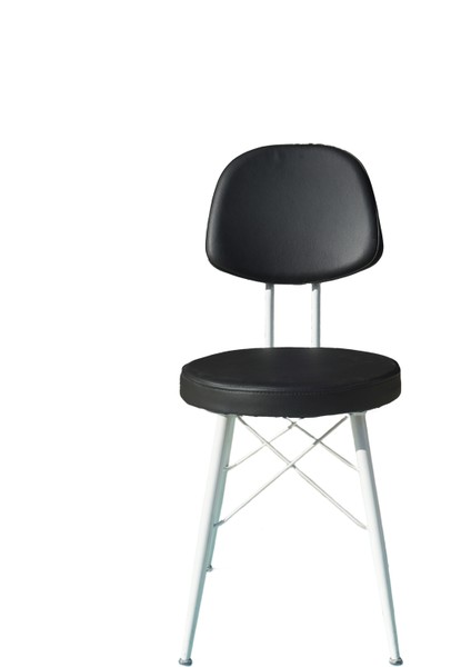 Kav Mutfak Sandalyesi, Yemek, Bahçe, Kafe, Modern Sandalye - Siyah Deri, Beyaz Gövde fırsatları