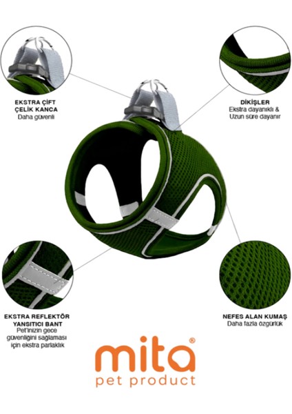 12’lı Set Air Mesh Antibakteriyel L Gögüs Tasması Koyu Yeşil modelleri