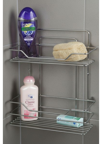 2 Katlı Uzun Ömürlü Paslanmaz Banyo Duş Rafı | Şampuanlık, Banyo Düzenleyici Organizer