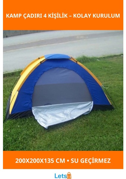 Kolay Kurulum Su Geçirmez 4 Kişilik Kamp Çadırı