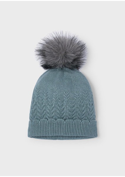 Kız Çocuk Ponponlu Örme Şapka Yeşil 10075