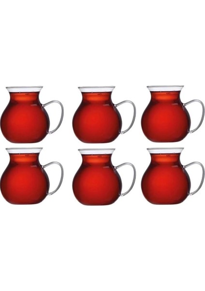 6 Lı Kulplu Tombul Çay Bardağı Kazan Çay Bardağı Borosilikat Isıya Dayanıklı Sunum Balon Çay Bardağı fiyatları