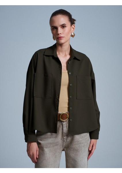 50522 Oversize Gömlek-Haki modelleri