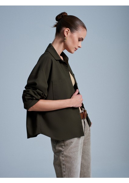 50522 Oversize Gömlek-Haki fırsatları