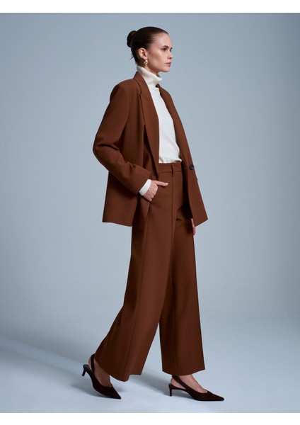 72217 Orta Bel Geniş Paça Pantolon-Kiremit