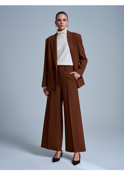 72217 Orta Bel Geniş Paça Pantolon-Kiremit fırsatları