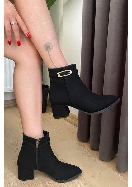 Kadın York Siyah Zümrüt Ince Tokalı( 6 cm ) Topuklu Sivri Burun Bot fiyatları