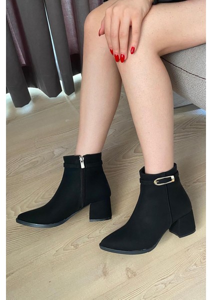 Kadın York Siyah Zümrüt Ince Tokalı( 6 cm ) Topuklu Sivri Burun Bot fırsatları