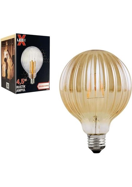 Ledx G-95 Kırılmaz Gövde 4,5 Watt Çizgili Rustik Ampul