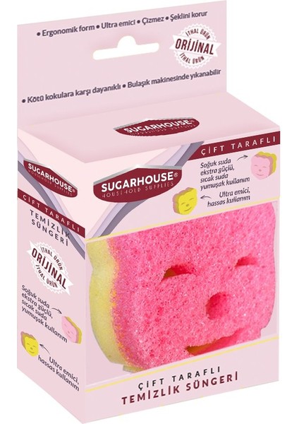 Avantajlı Paket Sugarhouse Çift Taraflı Temizlik Süngeri+Mikrofiber Havlu Bez 3'lü modelleri