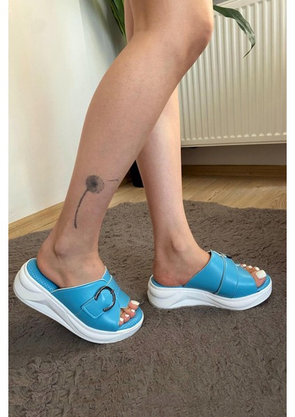 Kadın Reso Mavi Konfor Ortopedik Taban Tokalı Terlik 130 fırsatları
