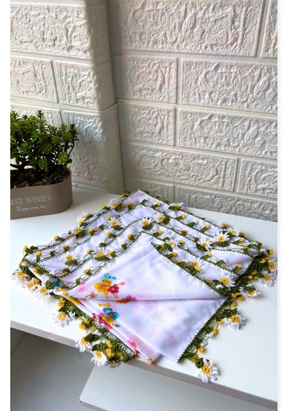 Anne-Kadın Papatya Oyalı El Işi Eşarp Tülbent Yazma Çeyizlik/hediyelik modelleri