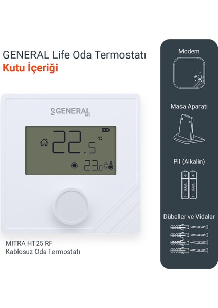 Life Mitra HT25 Rf Kablosuz Oda Termostatı fiyatları