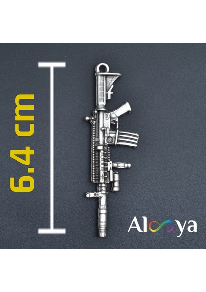 Pubg - M4 Silah Gümüş Kaplama Düz Zincir Kolye