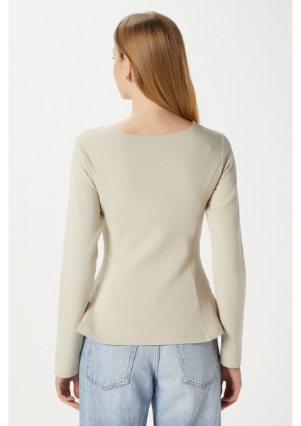 Kadın Runa Premium Bej Peplum Bluz indirimleri