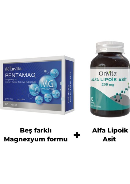 Onvita Alfa Lipoik Asit 200 Mg + Dellavita Pentamag Fırsat Ürünü