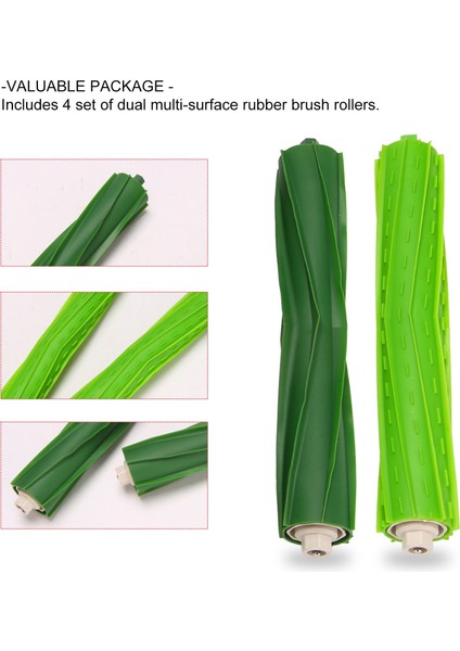 Irobot Roomba I&e Serisi I7 I7+I8 I8+/plus E5 E6 E7 Robot Elektrikli Süpürge Için 4 Adet Çok Yüzeyli Kauçuk Fırça Silindiri (Yurt Dışından) indirimleri