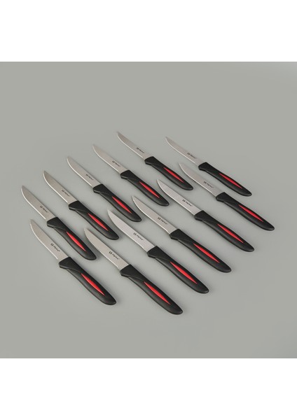 12'li Et Bıçağı Seti - Şeffaf / Gri - 22,8 cm