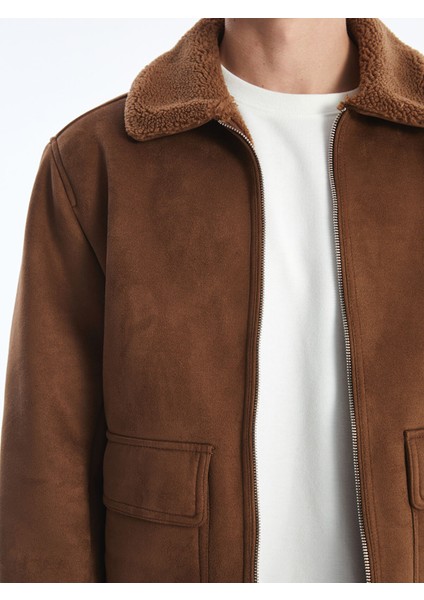 Yeni Sezon Standart Kalıp Gömlek Yaka Süet Erkek Mont modelleri