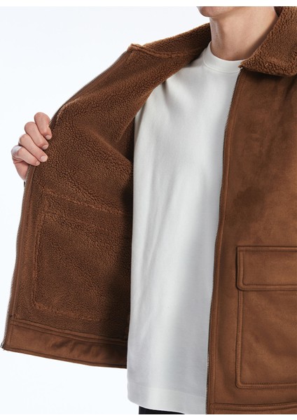 Yeni Sezon Standart Kalıp Gömlek Yaka Süet Erkek Mont fırsatları