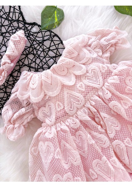 Ada Kalp Desenli Kız Bebek Romper modelleri