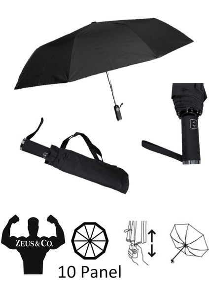 Rüzgarda Kırılmayan Güçlü ve Dayanıklı Tam Otomatik Siyah Şemsiye
