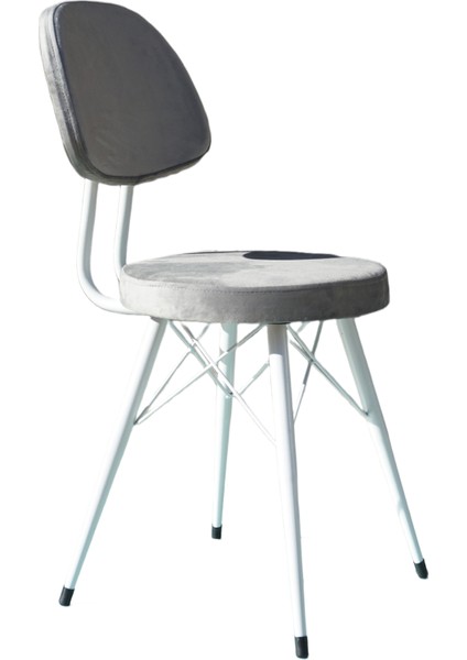 Kav Mutfak Sandalyesi, Yemek, Bahçe, Kafe, Modern Sandalye - Gri Kumaş, Beyaz Gövde fiyatları