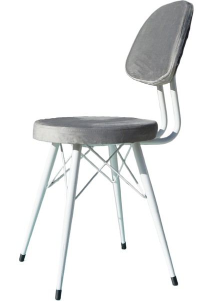 Kav Mutfak Sandalyesi, Yemek, Bahçe, Kafe, Modern Sandalye - Gri Kumaş, Beyaz Gövde indirimleri