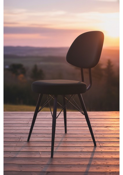 Kav Mutfak Sandalyesi, Yemek, Bahçe, Kafe, Modern Sandalye - Siyah Kumaş