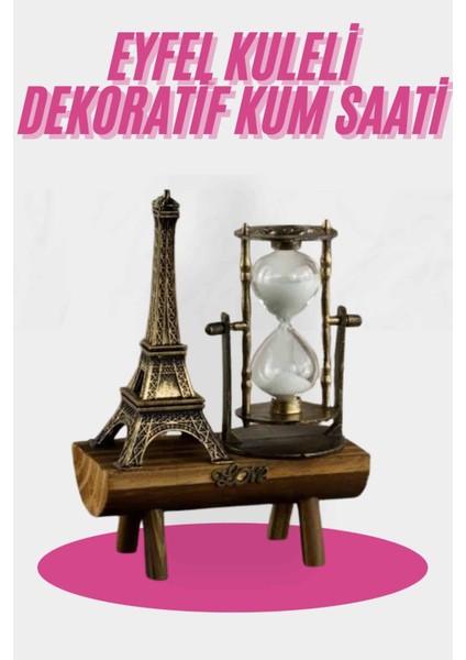 Eyfel Kulesi Tasarımlı Kum Saati Kristalleştirilmiş Kum Saati Dekoratif Ahşap G - SB001M-47T9O