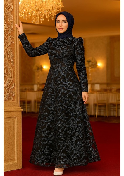 Dantelli Siyah Tesettür Abiye Elbise 3330S fırsatları