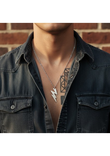 Şimşek - The Flash Gümüş Kaplama Düz Zincir Kolye