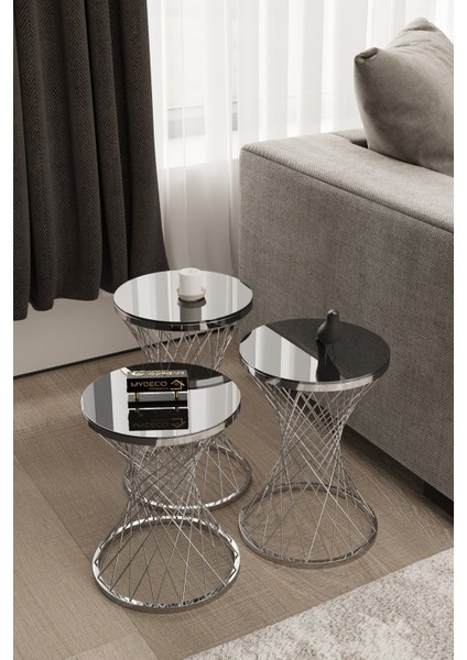 Pota Zigon Sehpa Gümüş Kaplama Füme Ayna fiyatları