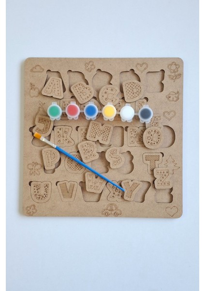 Çocuklar Için Renkli Ahşap Harfler Boyama ve Aktivite Seti Hediyeli fiyatları