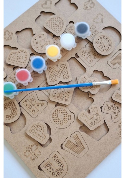 Çocuklar Için Renkli Ahşap Harfler Boyama ve Aktivite Seti Hediyeli fırsatları