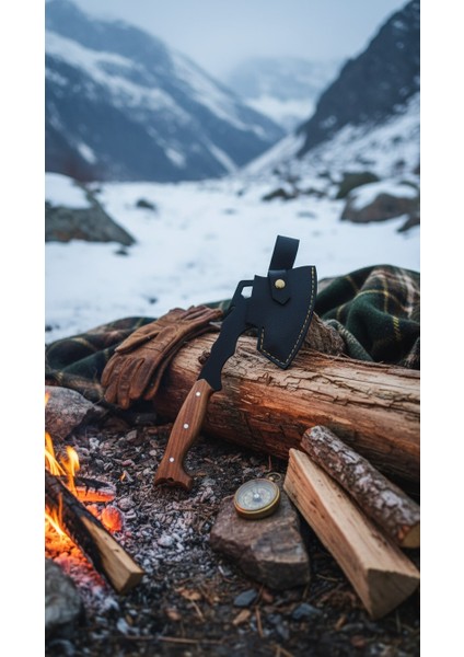 Kara Pençe: Outdoor Kamp Baltası - Ahşap Saplı Deri Kılıflı Çok Fonksiyonlu Kamp, Av & Odun Baltası fiyatları