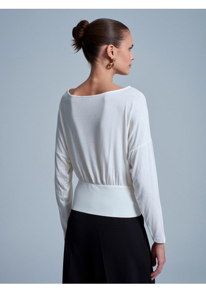 32306 Yün Karışımlı Tek Omuz Top-Ekru fiyatları