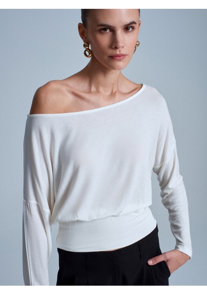 32306 Yün Karışımlı Tek Omuz Top-Ekru fırsatları