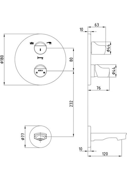 ECA Myra Ankastre Banyo Bataryası 3 Yollu - 102126659H- fiyatları