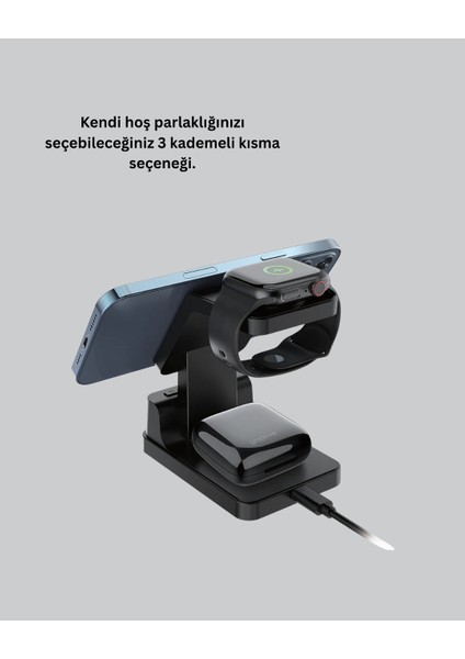 4’ü 1 Arada Kablosuz Şarj Istasyonu – LED Saat Ekranlı Apple Uyumlu Akıllı - SB001M-47XRA indirimleri