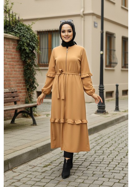 Fermuarlı Bisküvi Tesettür Elbise 5812BS fırsatları