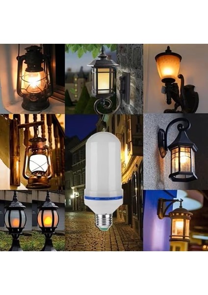 CT-4059 5W Alev Efektli LED Ampul E27 Duy Amber Renk Dekoratif Aydınlatma 3 Fonksiyonlu