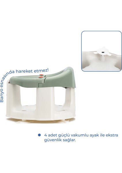 Önden Açılır Banyove Mama Oturağı ve Minderi Soft Yeşil - 2'Li Set indirimleri