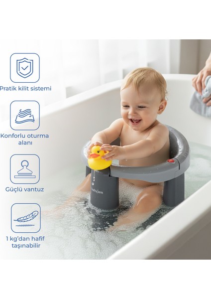 Babyjem Önden Açılır Banyo & Mama Oturağı Gri