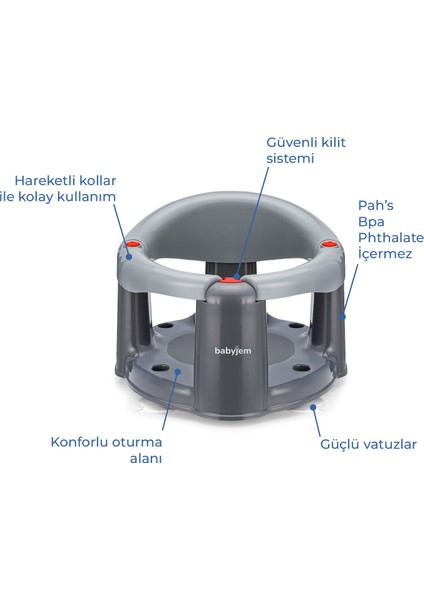 Babyjem Önden Açılır Banyo & Mama Oturağı Gri modelleri
