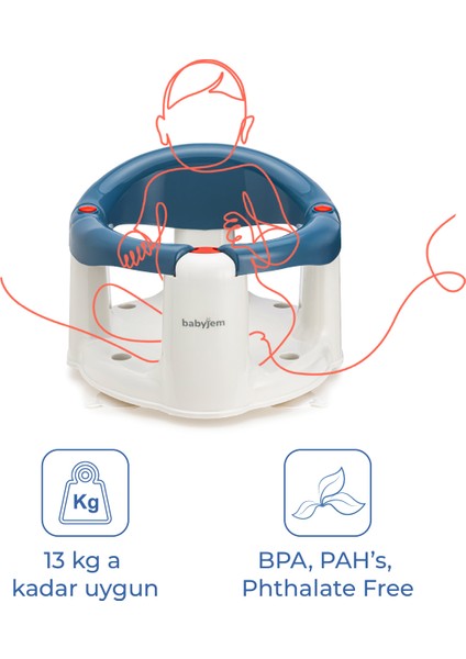 Önden Açılır Banyo & Mama Oturağı Indigo Mavi