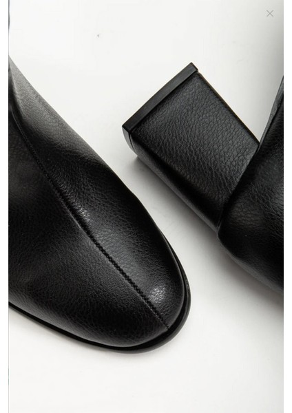 Kadın Marta Siyah Kalın Topuklu Yumurta Burun Fermuarlı Bot modelleri